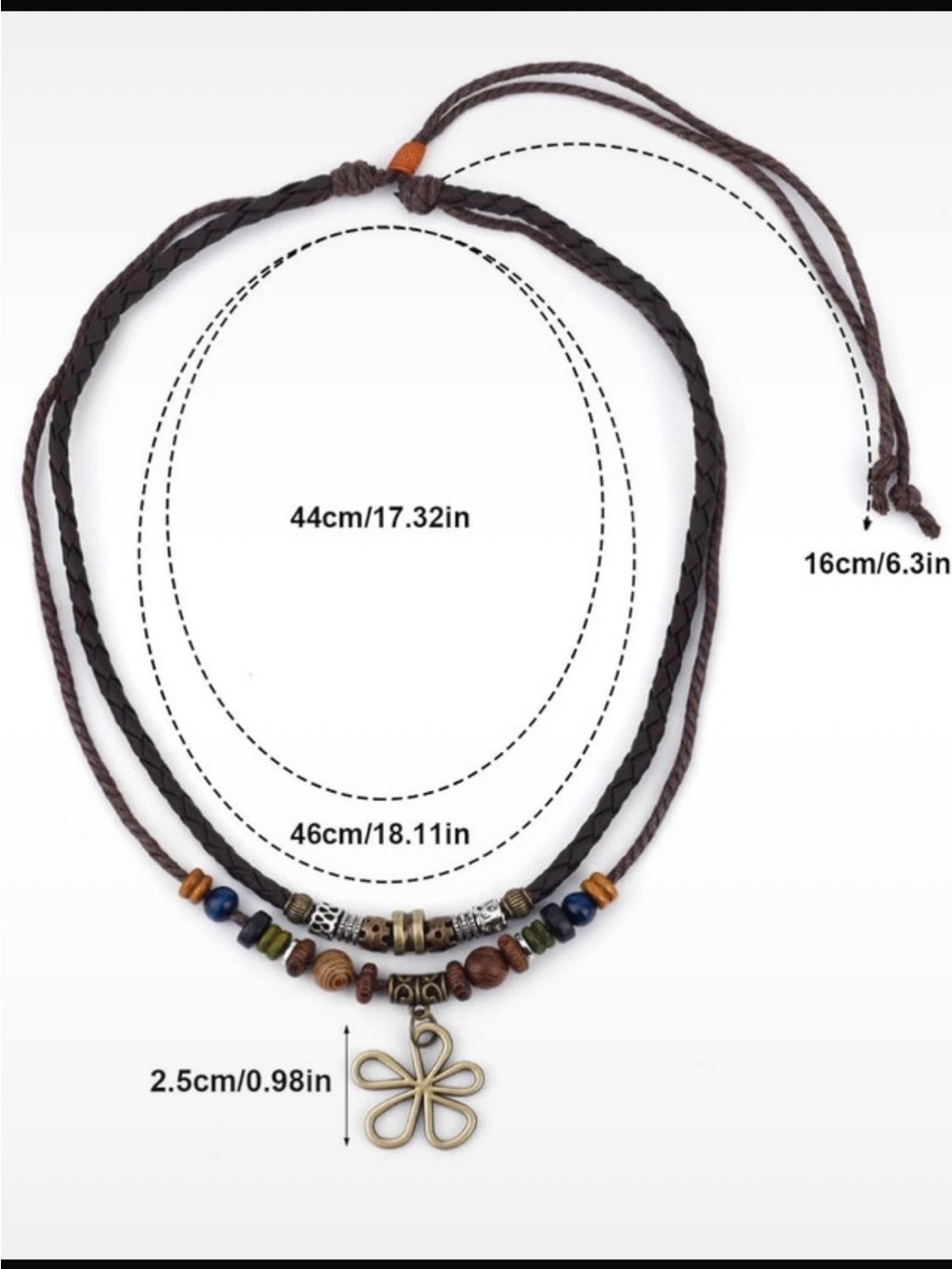 Bohemian Brown Layered Beaded Flower Pendant Necklace